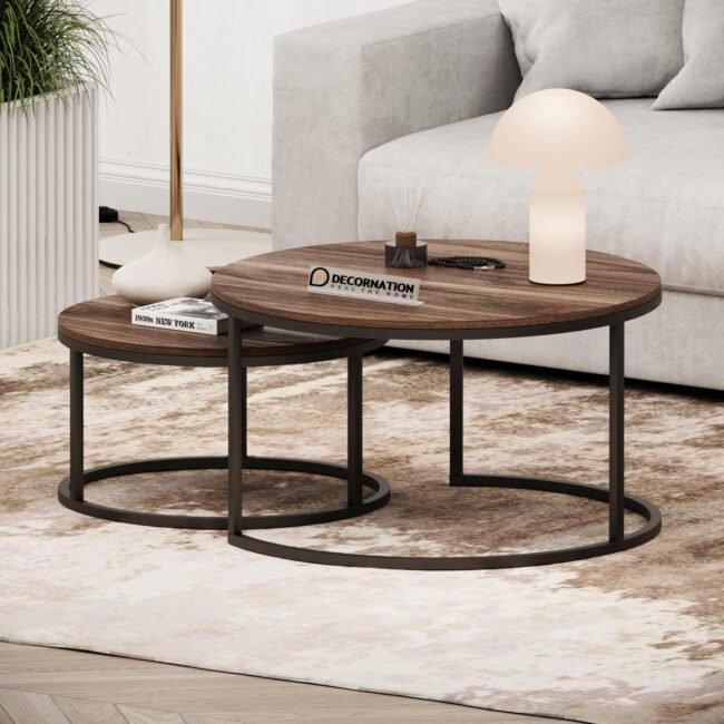 Aura Round Nesting Table Set Black - Image 5