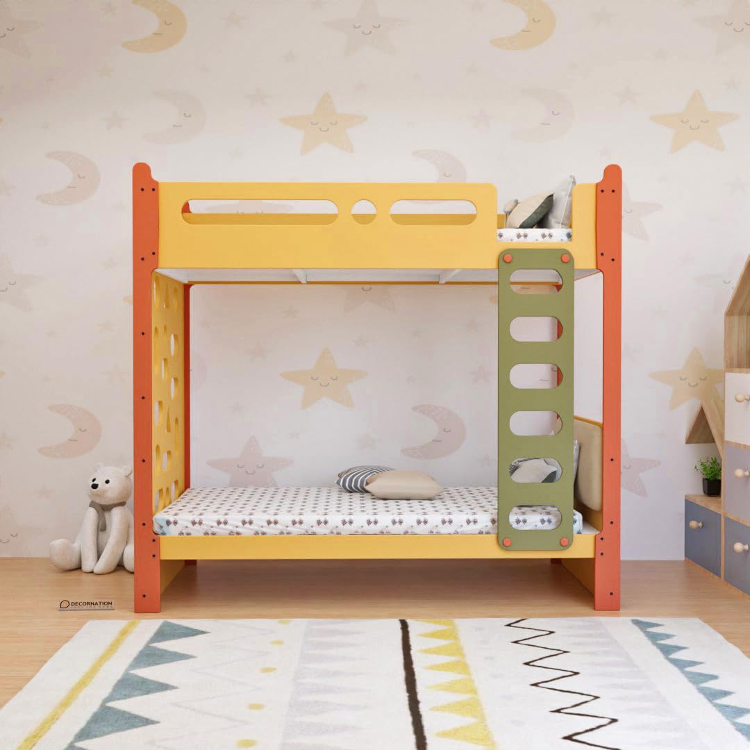 Lunaris Wooden Bunk Bed – Solid Wood Frame with Safety Ladder
