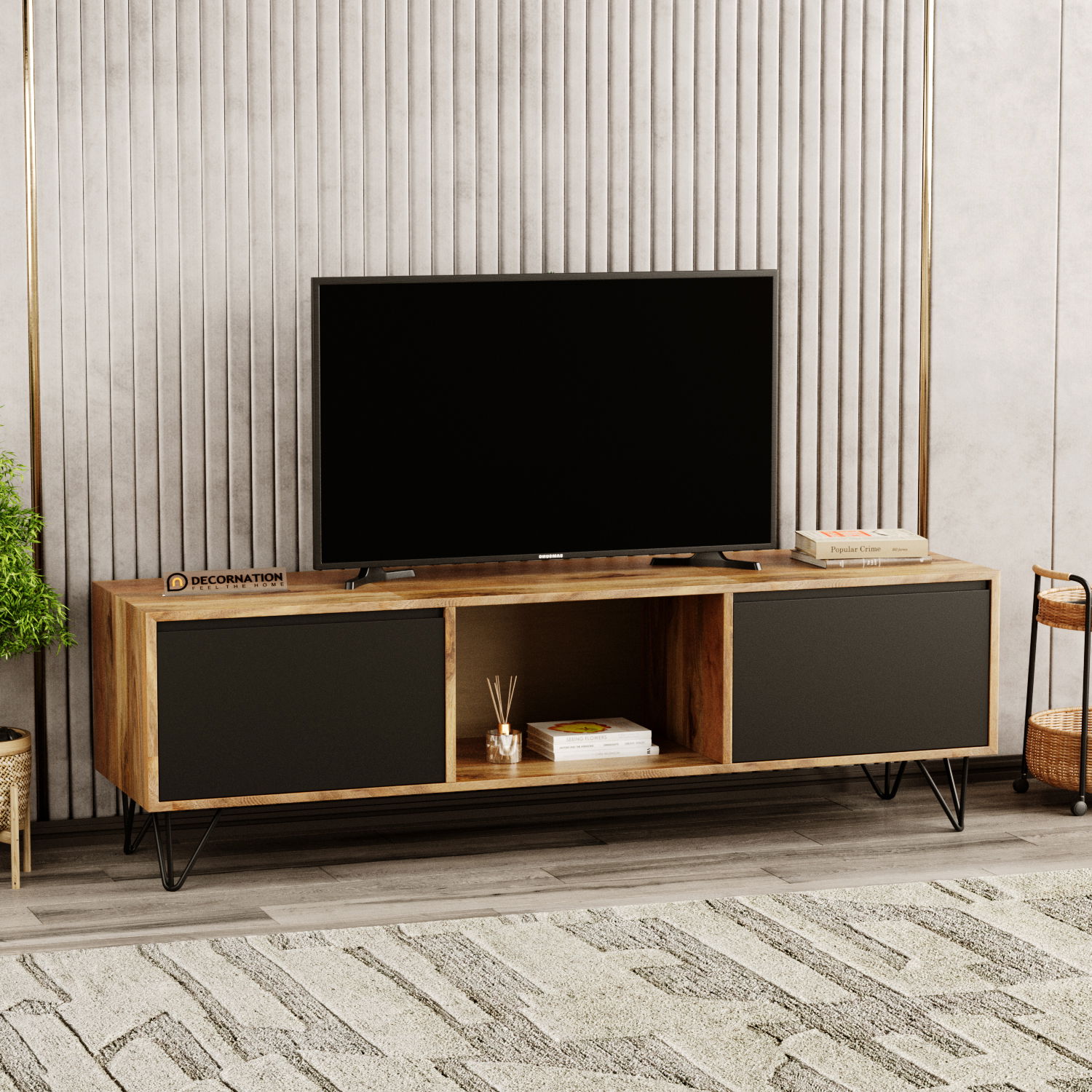 Myra Modern TV Stand with Metal Legs TV Furniture