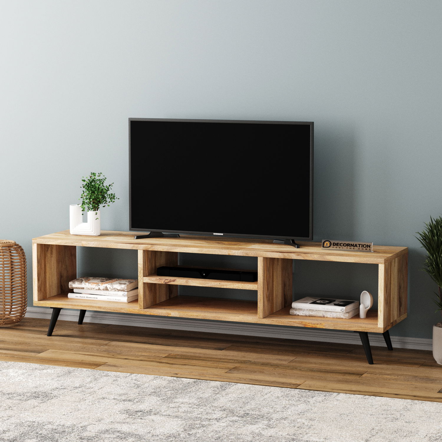 Alenna Open Shelves Tv unit Table – Bavarian beech