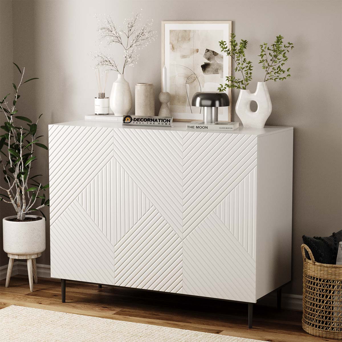 Lunark Small Sideboard – Geometric (white)