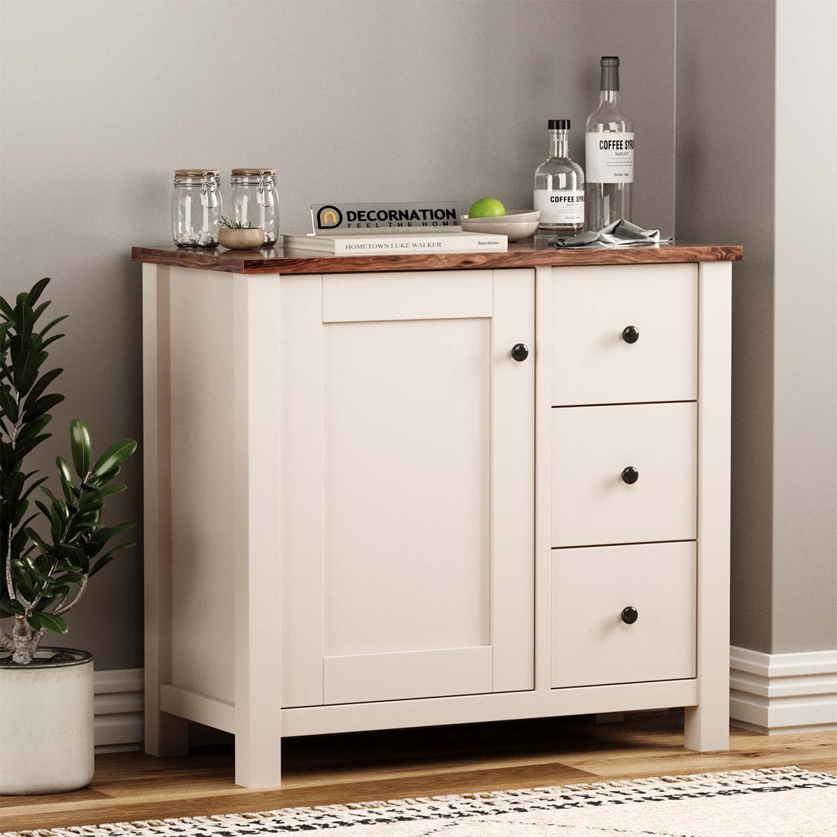 Saga Sideboard Cabinet with Shelf and 3 drawers