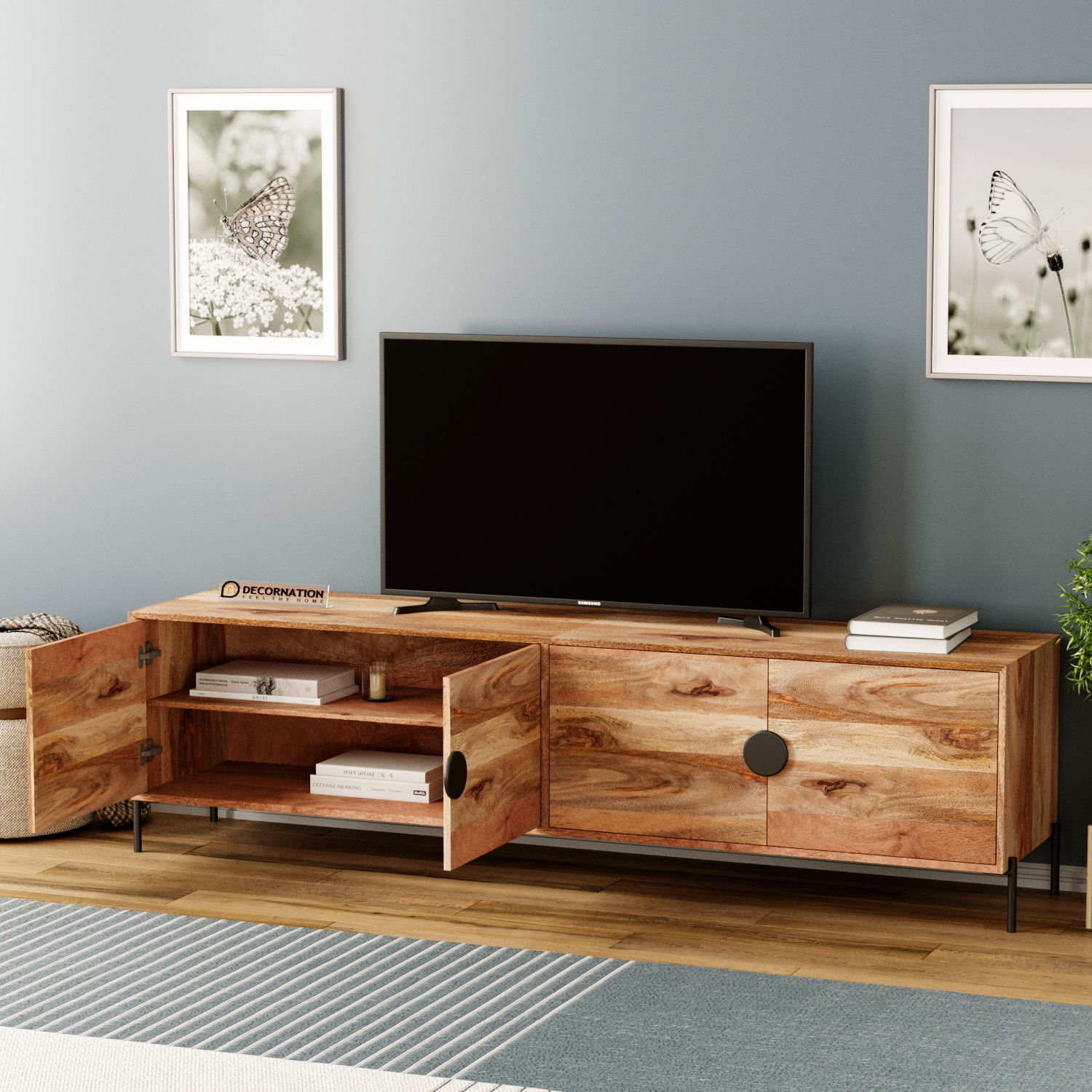 Haven Tv unit with Multiple Compartment Shelves