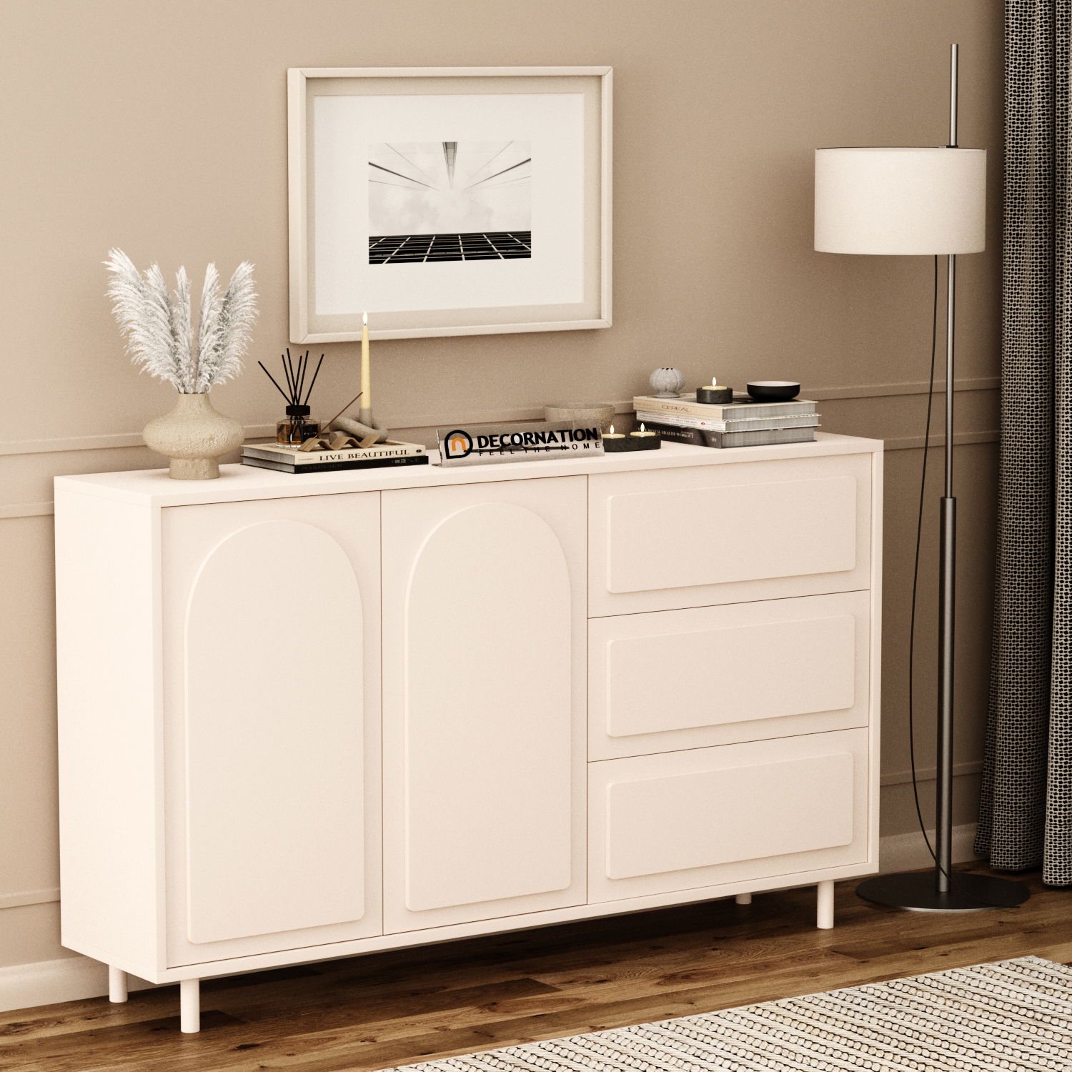 Morgan sideboard with double door 4 shelves and 3 drawers