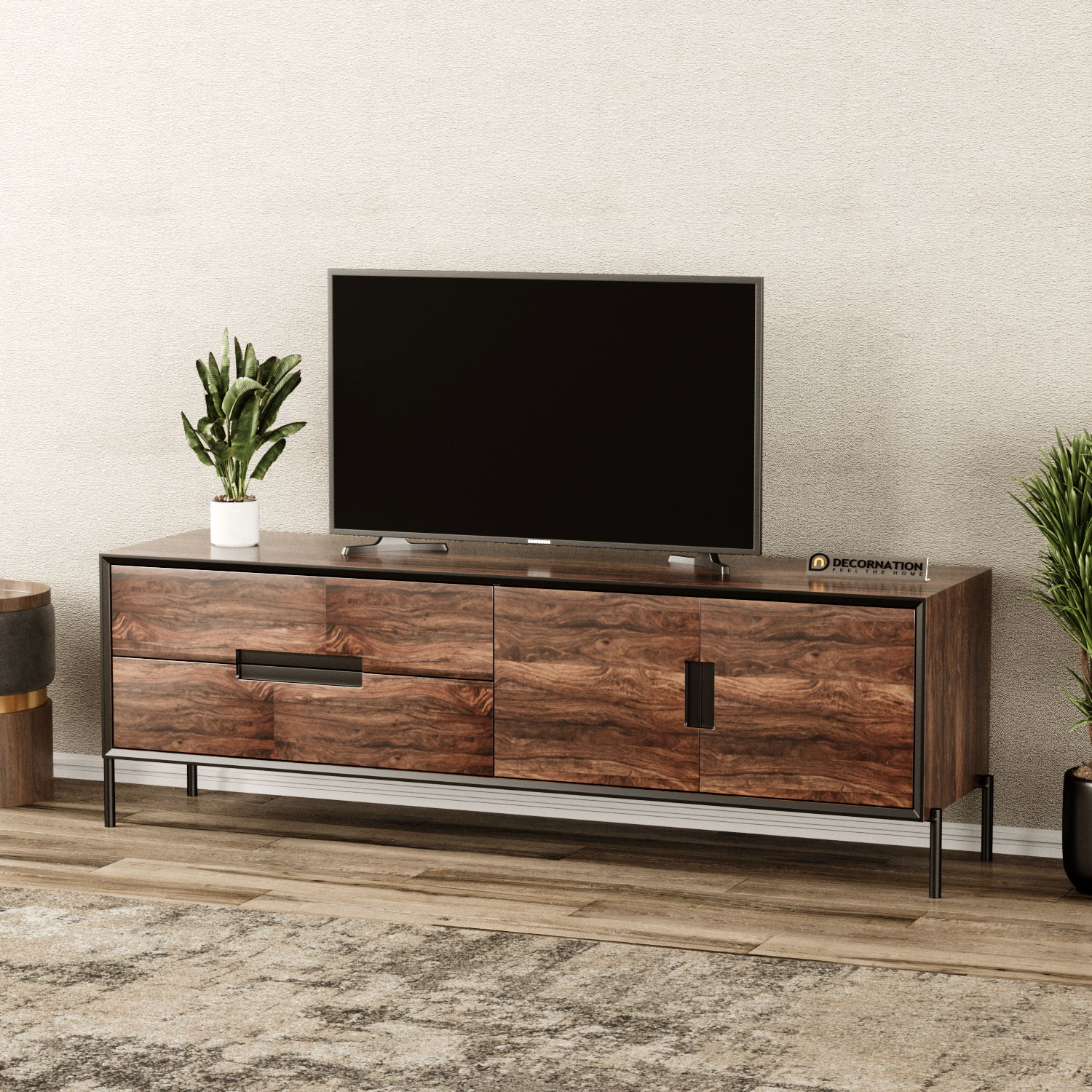 Wooden-TV-unit-with-storage